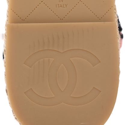 Chanel Braided Knit Cap Toe CC Ankle Strap Espadrilles 37 Light Pink Black 11 of 13