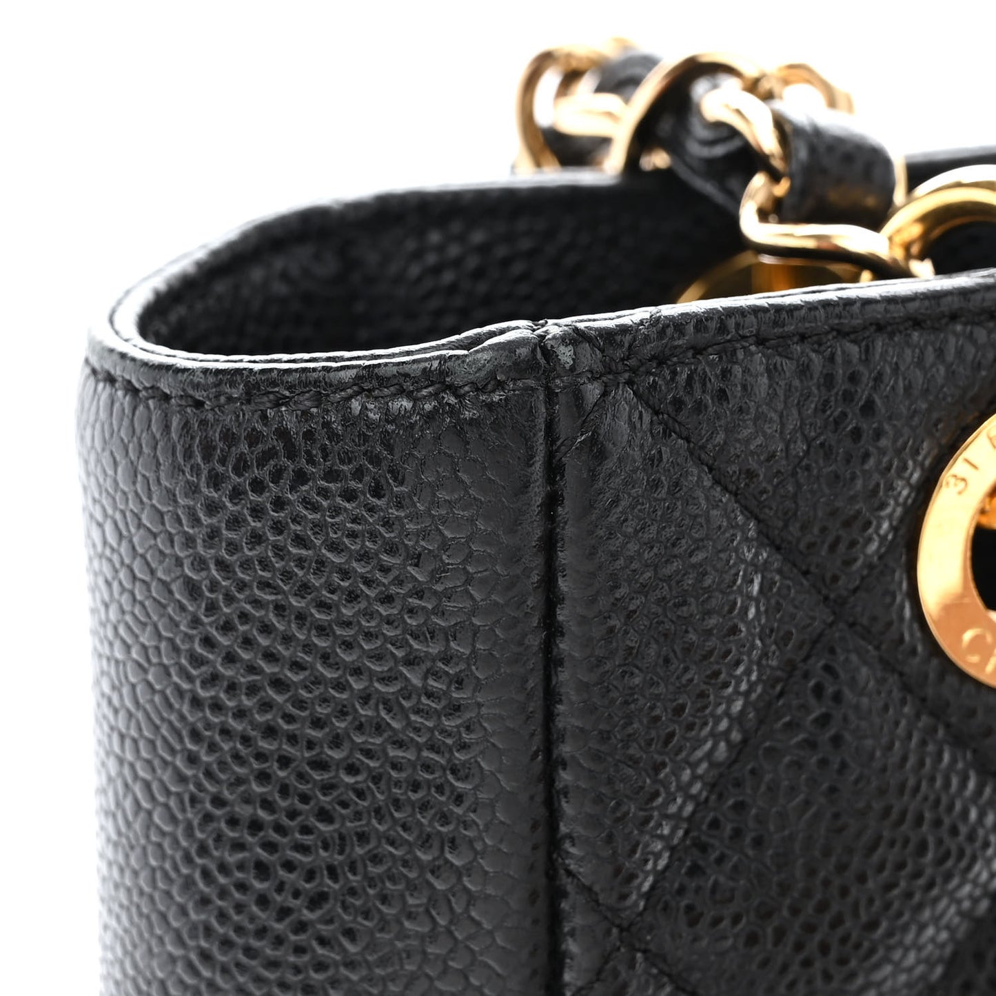 Caviar Quilted Petit Shopping Tote PST Black