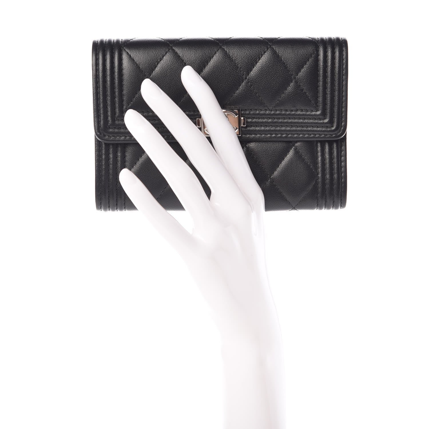 Chanel Calfskin Quilted Small Boy Flap Wallet Black 2 of 9
