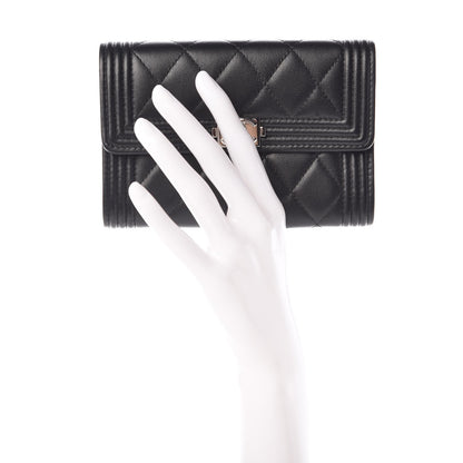Chanel Calfskin Quilted Small Boy Flap Wallet Black 2 of 9