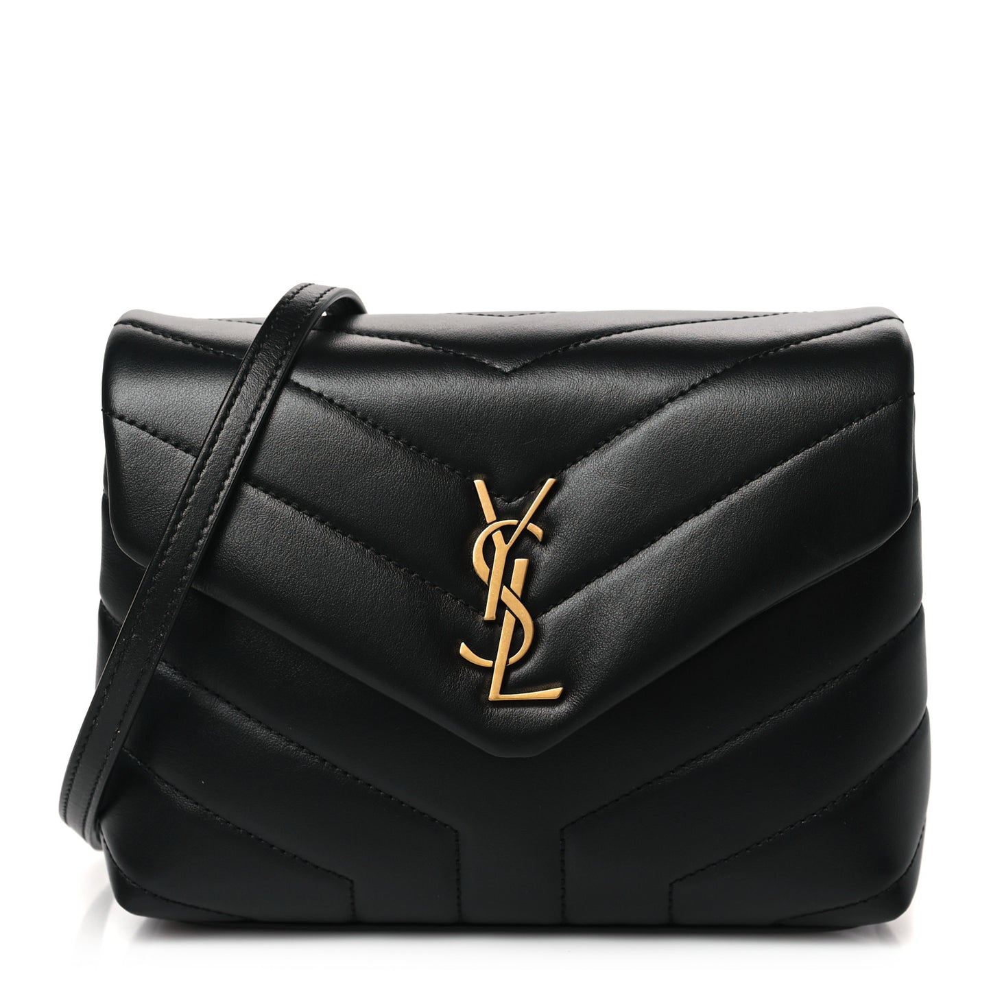 Calfskin Y Quilted Monogram Toy Loulou Crossbody Bag Black