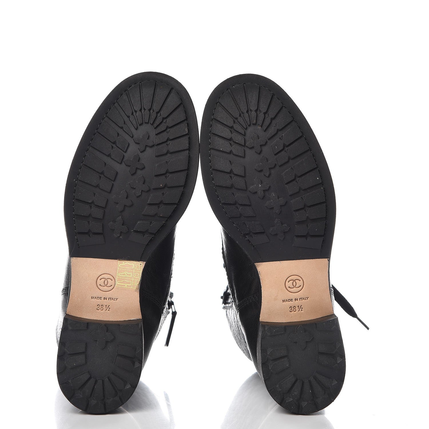 Chanel Calfskin Quilted Cap Toe Combat Boots 38.5 Black 5 of 10