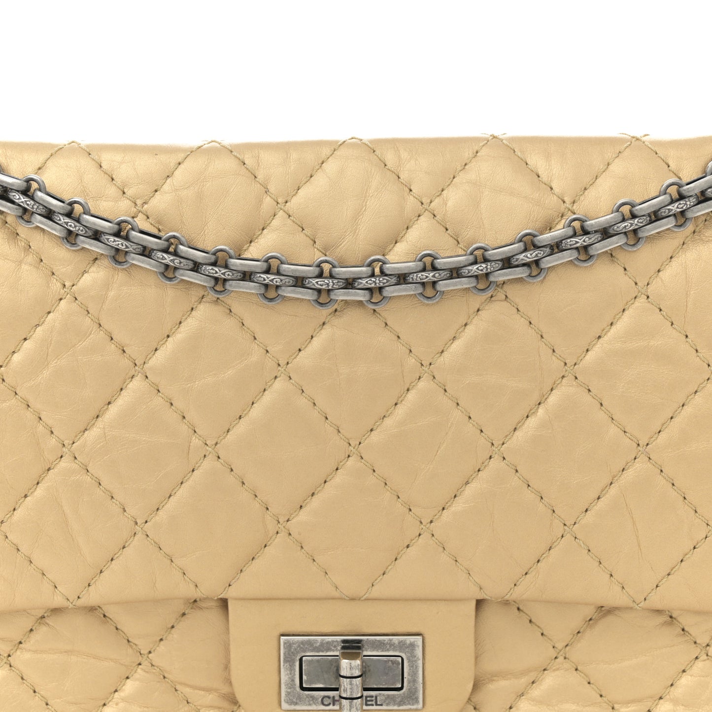 Metallic Aged Calfskin Quilted 2.55 Reissue 225 Flap Gold
