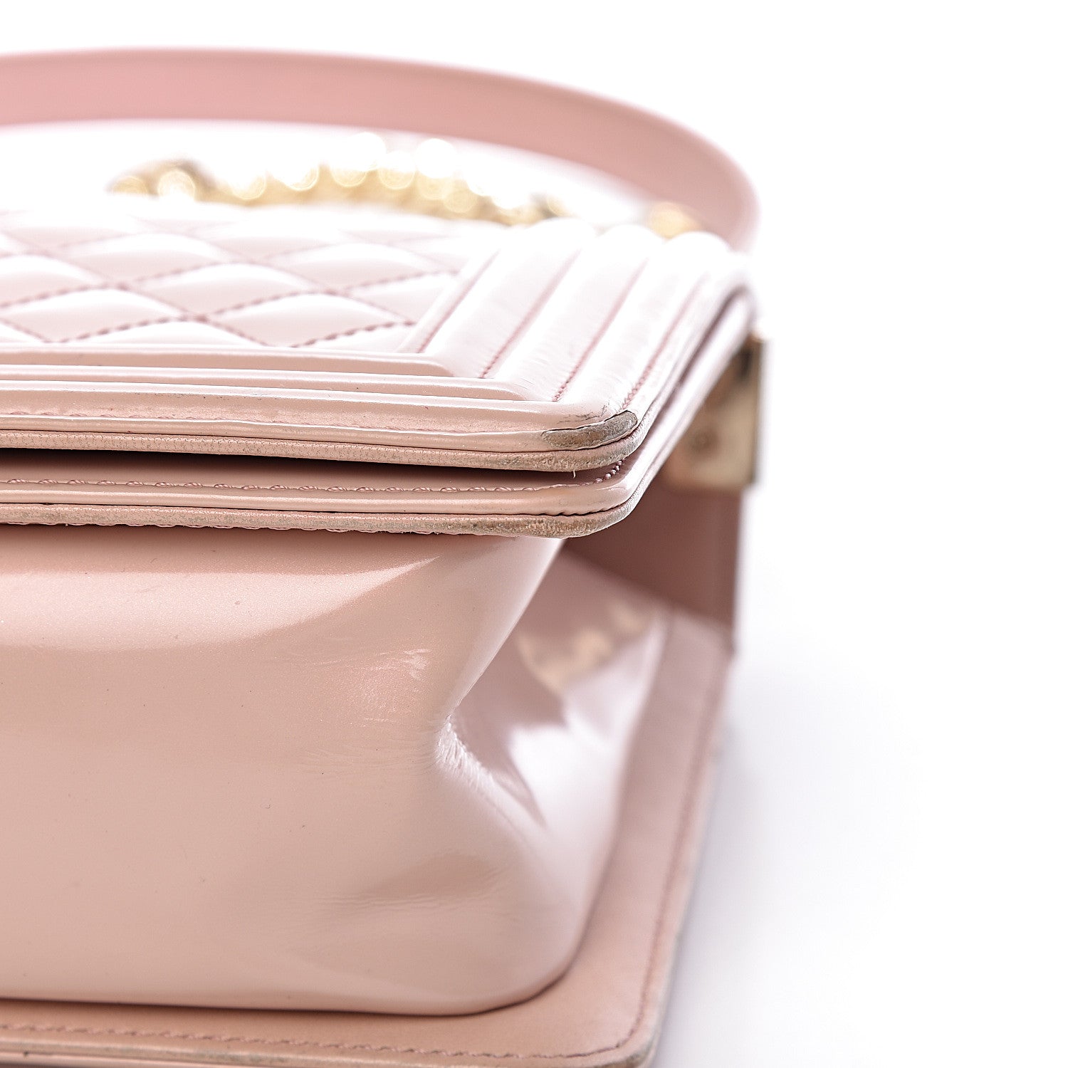 Chanel Patent Calfskin Quilted Medium Boy Flap Light Pink 13 of 15