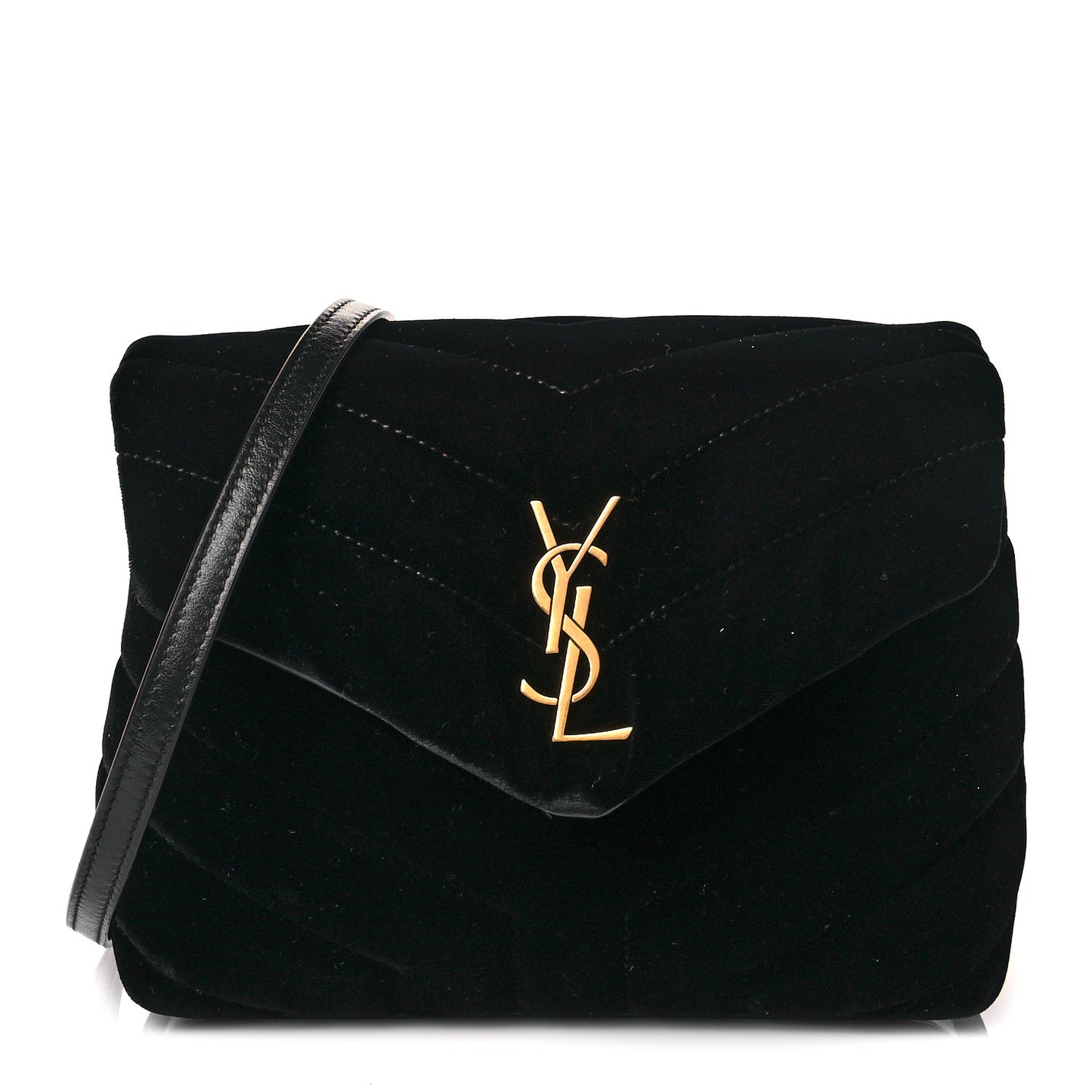 Velvet Y Quilted Monogram Toy Loulou Chain Satchel French Black