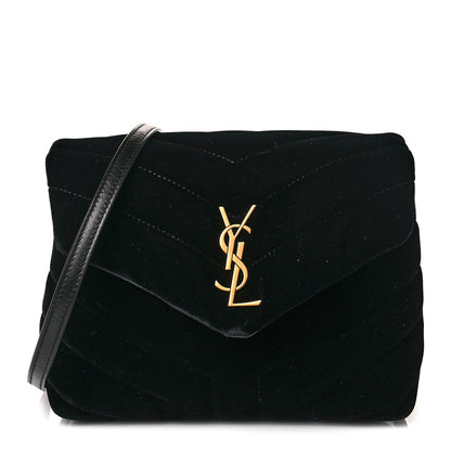 Saint Laurent Velvet Y Quilted Monogram Toy Loulou Chain Satchel French Black 1 of 10