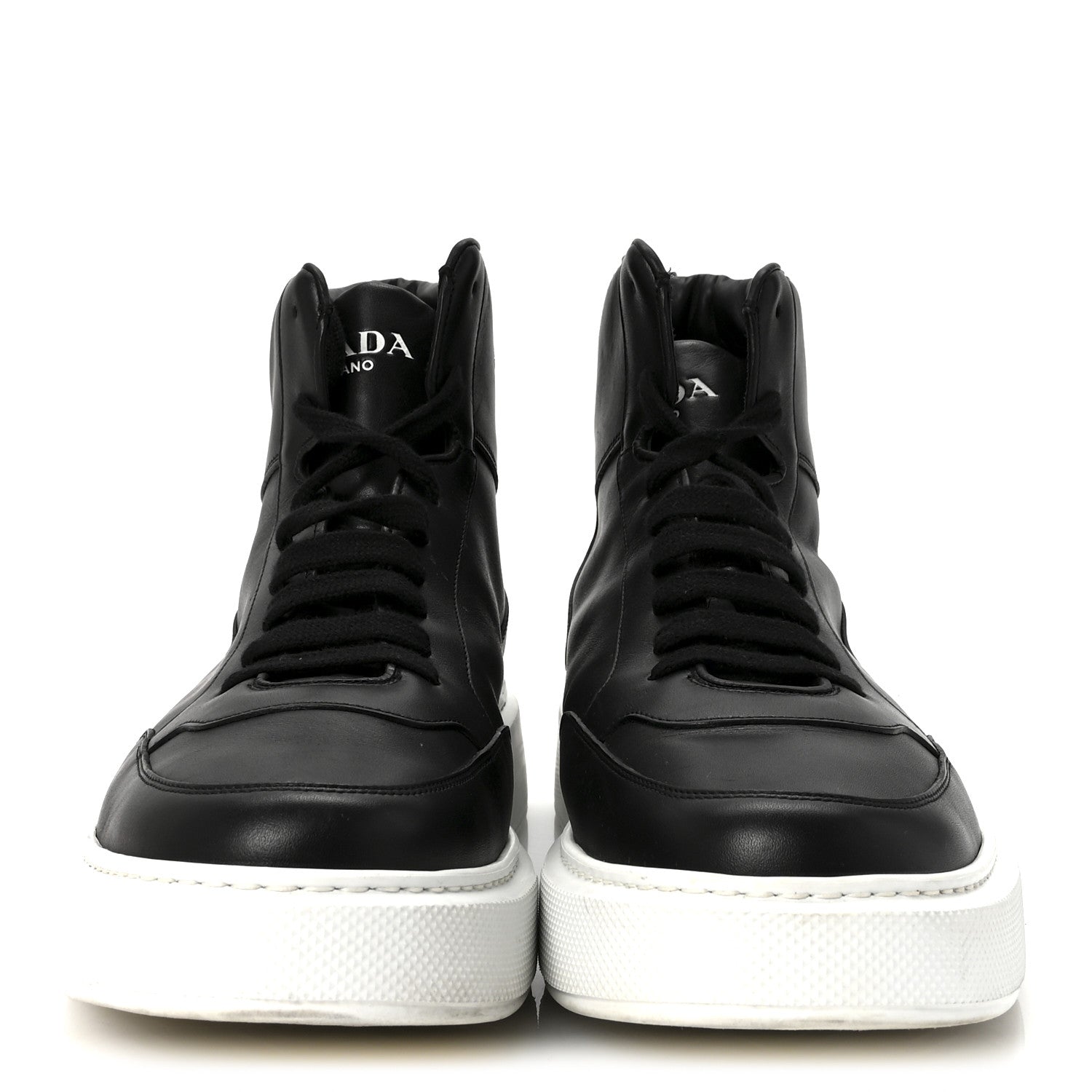 Prada Vitello Soft Uomo Mens High Top Sneakers 12 Black 3 of 9