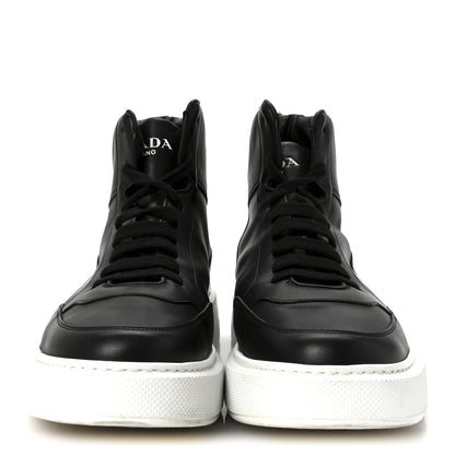 Prada Vitello Soft Uomo Mens High Top Sneakers 12 Black 3 of 9