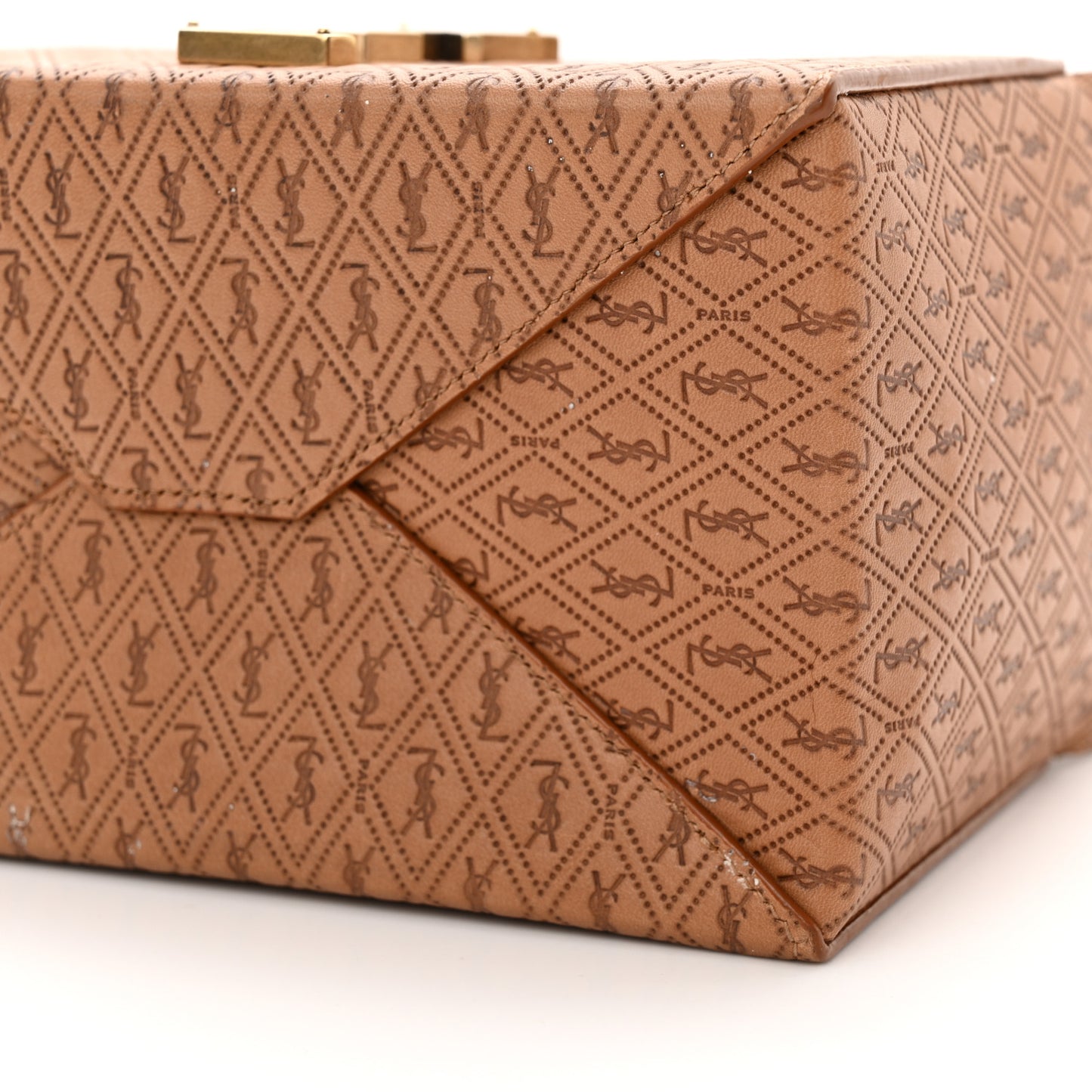 Calfskin Monogram Take Away Box Dusty Vintage Brown Gold
