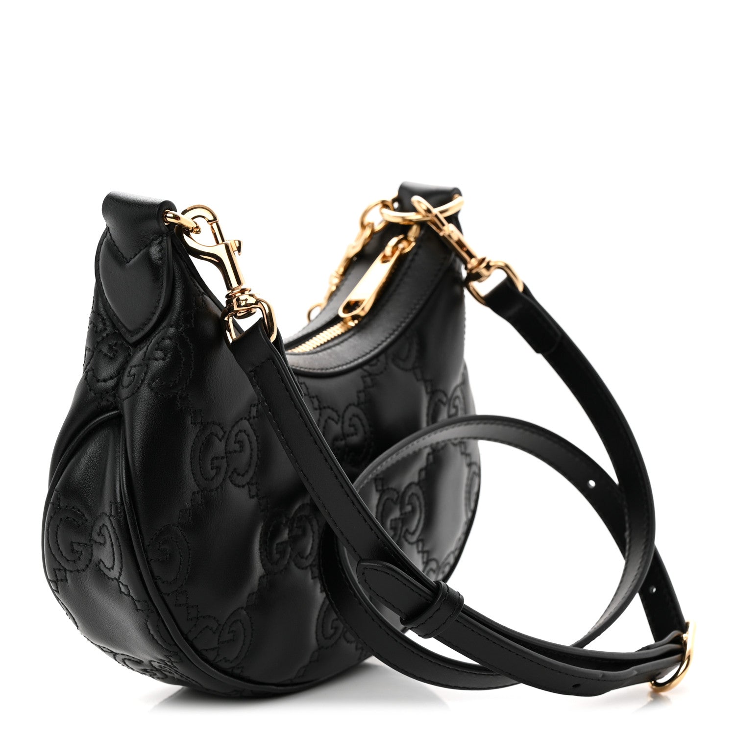 Gucci Calfskin GG Matelasse Mini Hobo Shoulder Bag Black 1888812