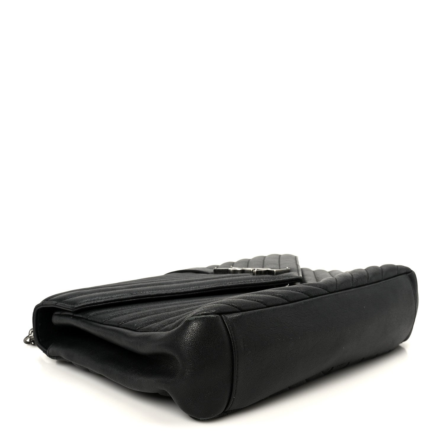 Saint Laurent Sheepskin Matelasse Chevron Monogram Large College Satchel Black 4 of 11