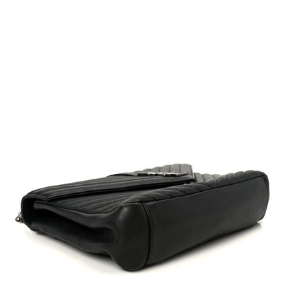 Saint Laurent Sheepskin Matelasse Chevron Monogram Large College Satchel Black 4 of 11