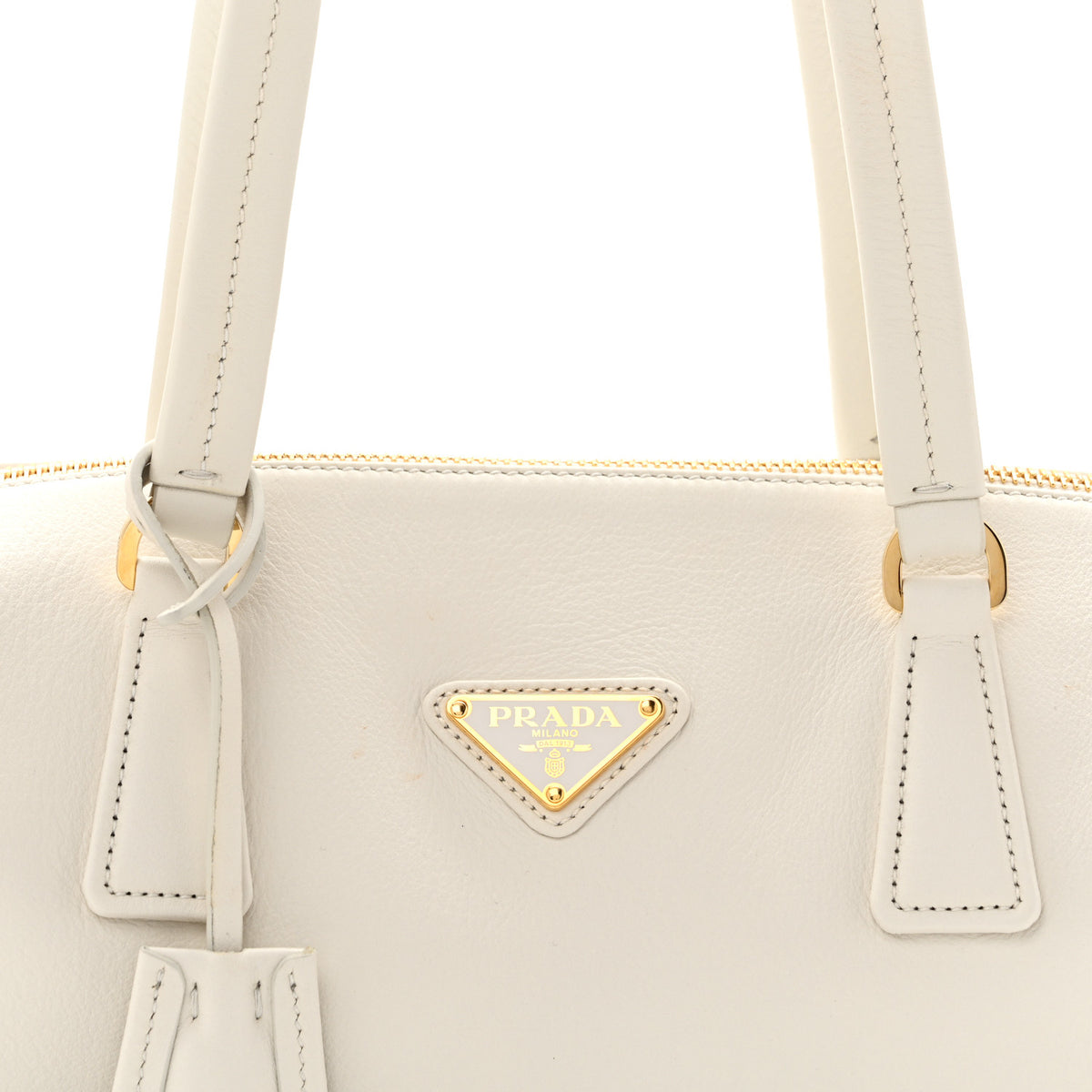 Prada Soft Grain Medium Top Handle Bag With Padlock Bianco 8 of 12