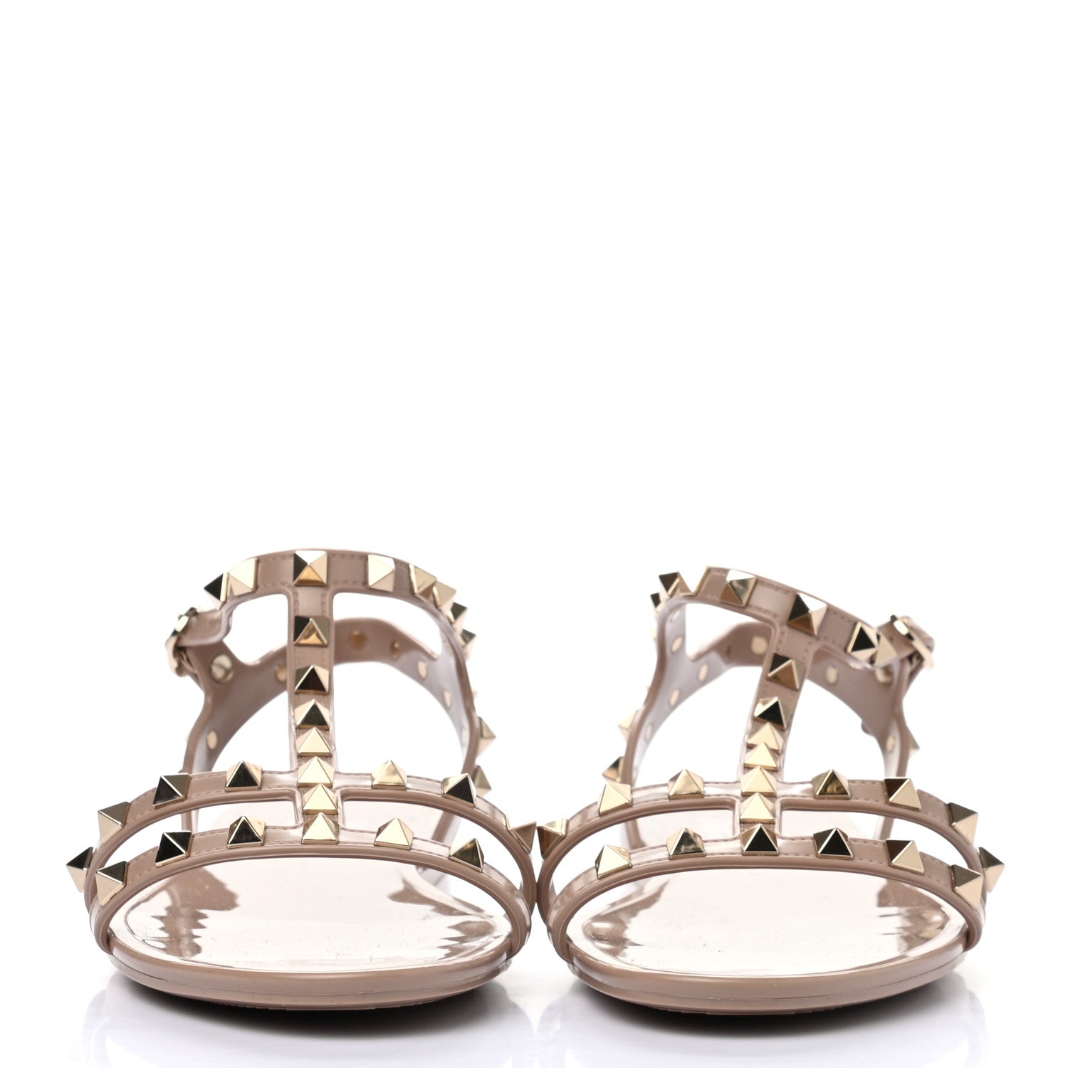 Valentino Garavani PVC Jelly Rockstud Caged Sandals 39 Poudre 2 of 7