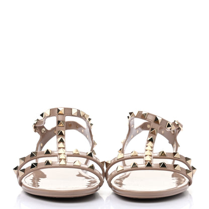 Valentino Garavani PVC Jelly Rockstud Caged Sandals 39 Poudre 2 of 7