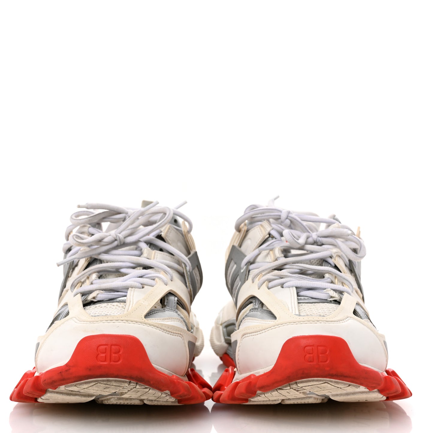 Mesh Worn Out Mens Track Sneakers 42 White Red Silver