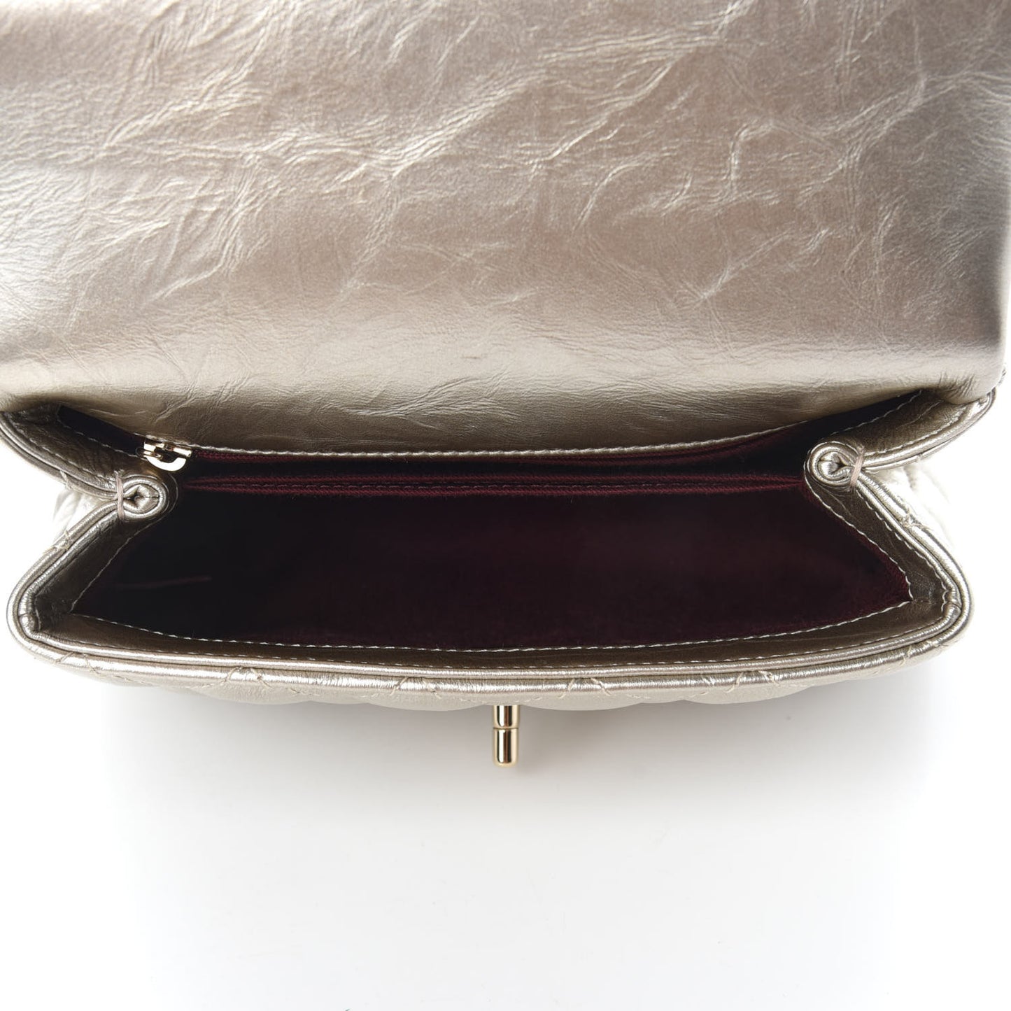 Metallic Aged Calfskin Quilted Mini Coco Handle Flap Gold