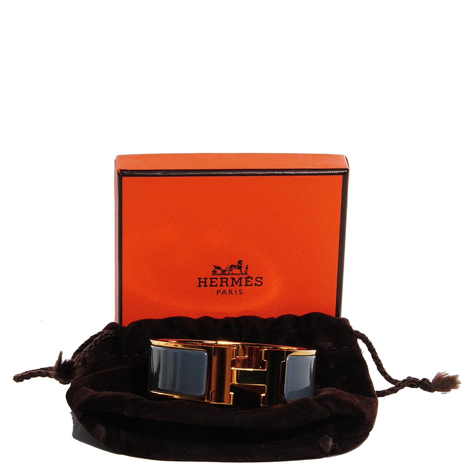 Hermes Enamel Clic Clac H Wide Bracelet PM Slate 5 of 5