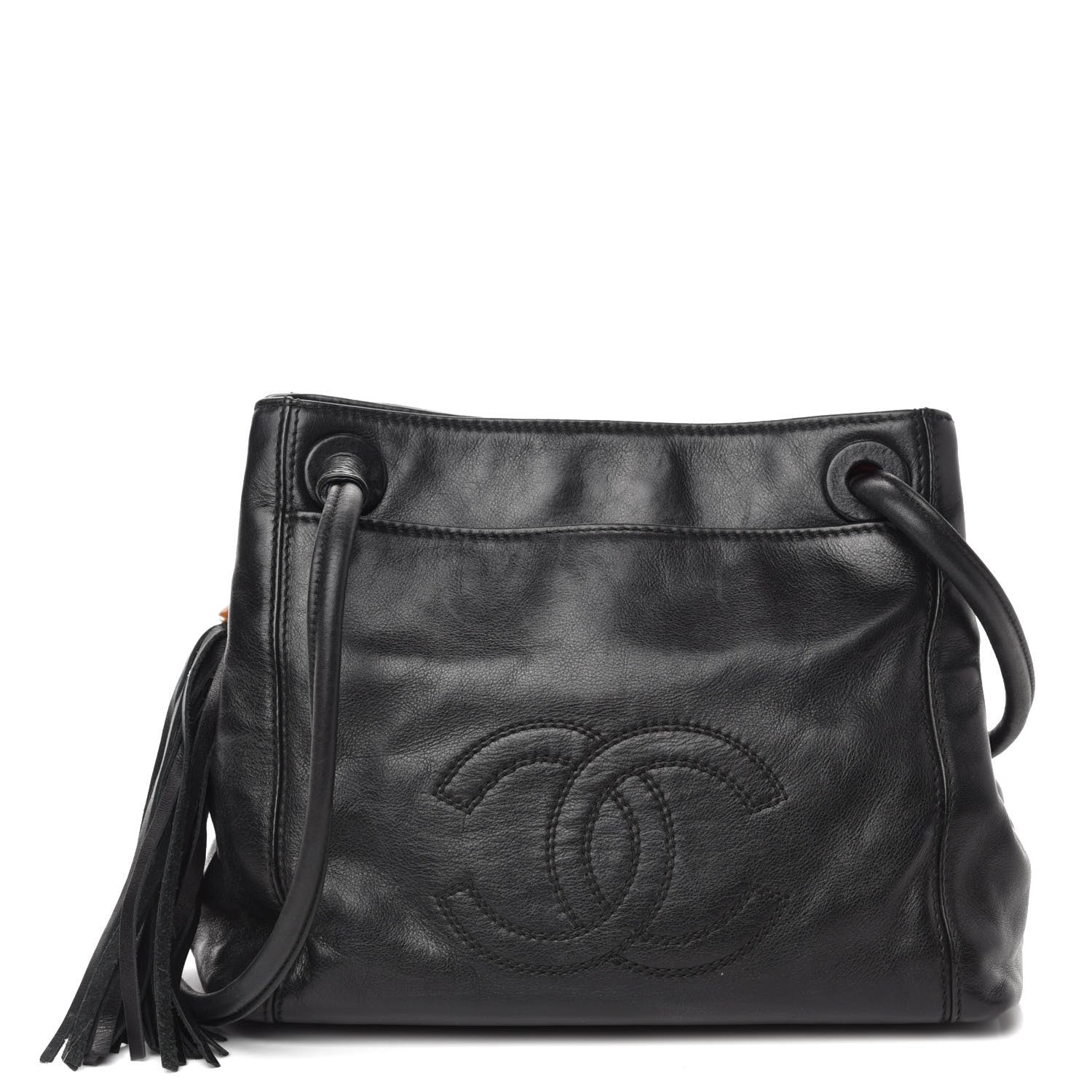 Chanel Lambskin CC Tassel Shoulder Bag Black 1 of 10