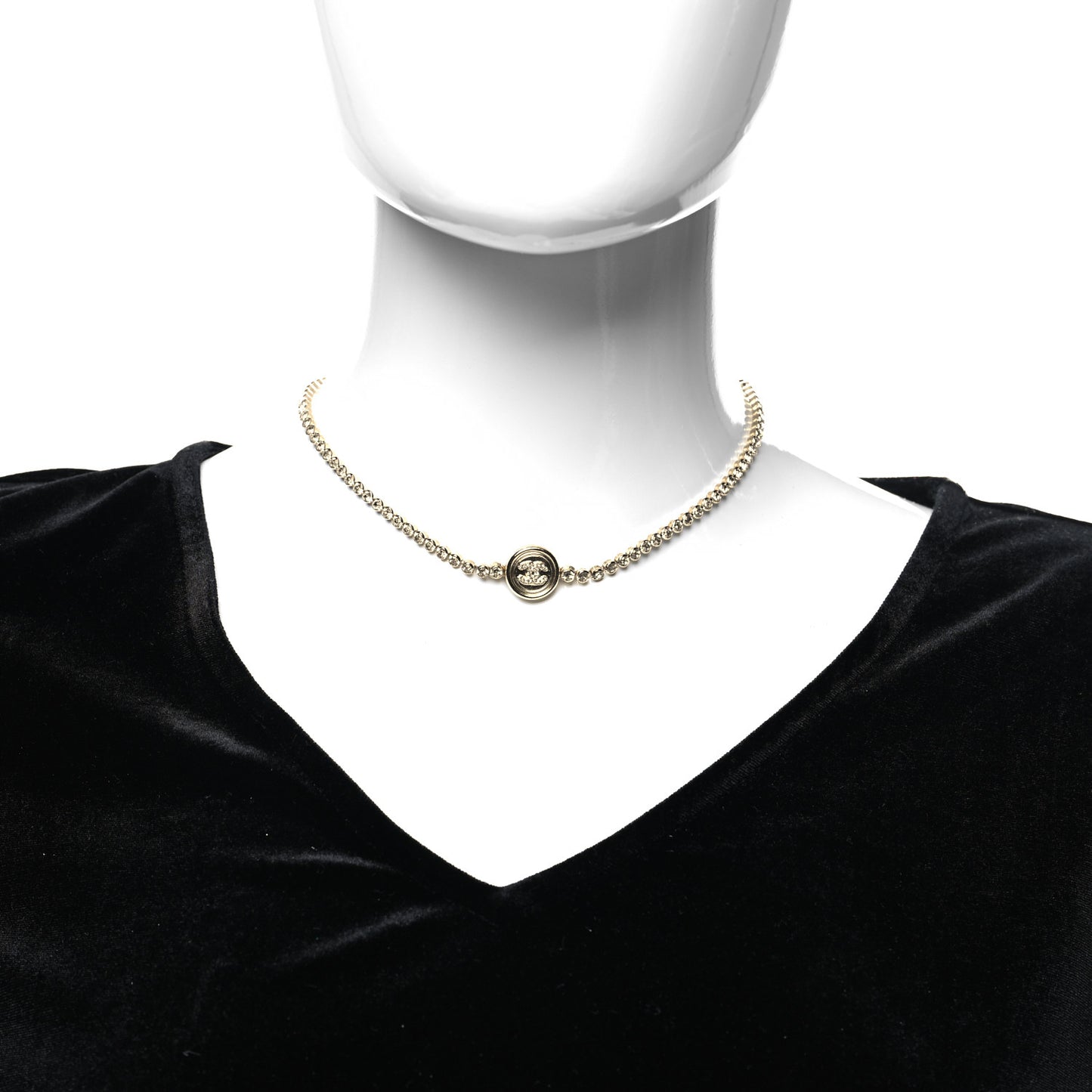 Crystal CC Choker Necklace Gold