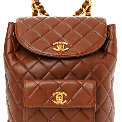 Chanel Lambskin Quilted Drawstring Backpack Brown 9 of 16