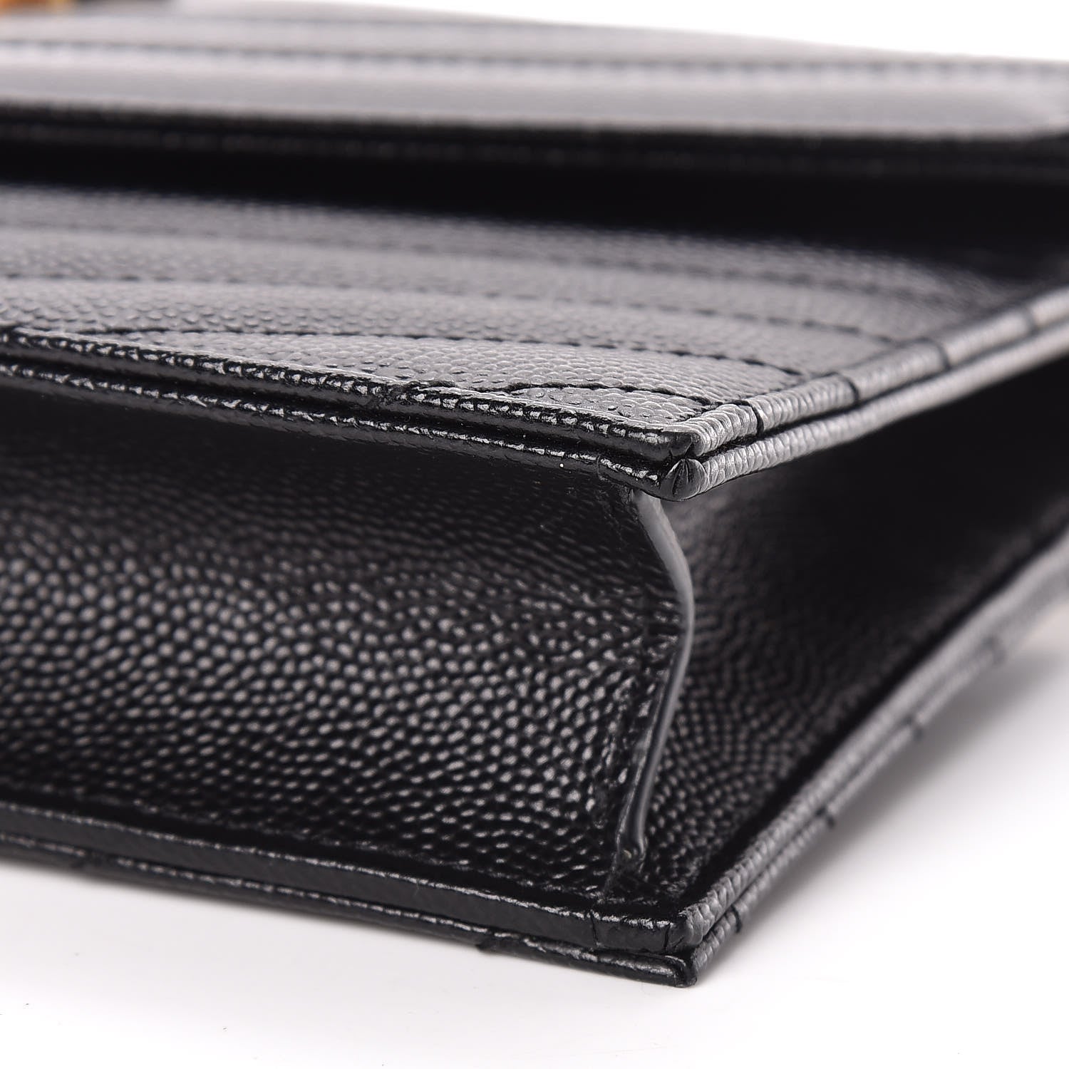 Saint Laurent Grain De Poudre Matelasse Chevron Monogram Envelope Chain Wallet Black 11 of 11