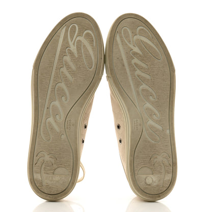Gucci Washed Cotton GG Monogram Calfskin Womens Low Top Sneakers 40 White Mystic White Great White 6 of 11