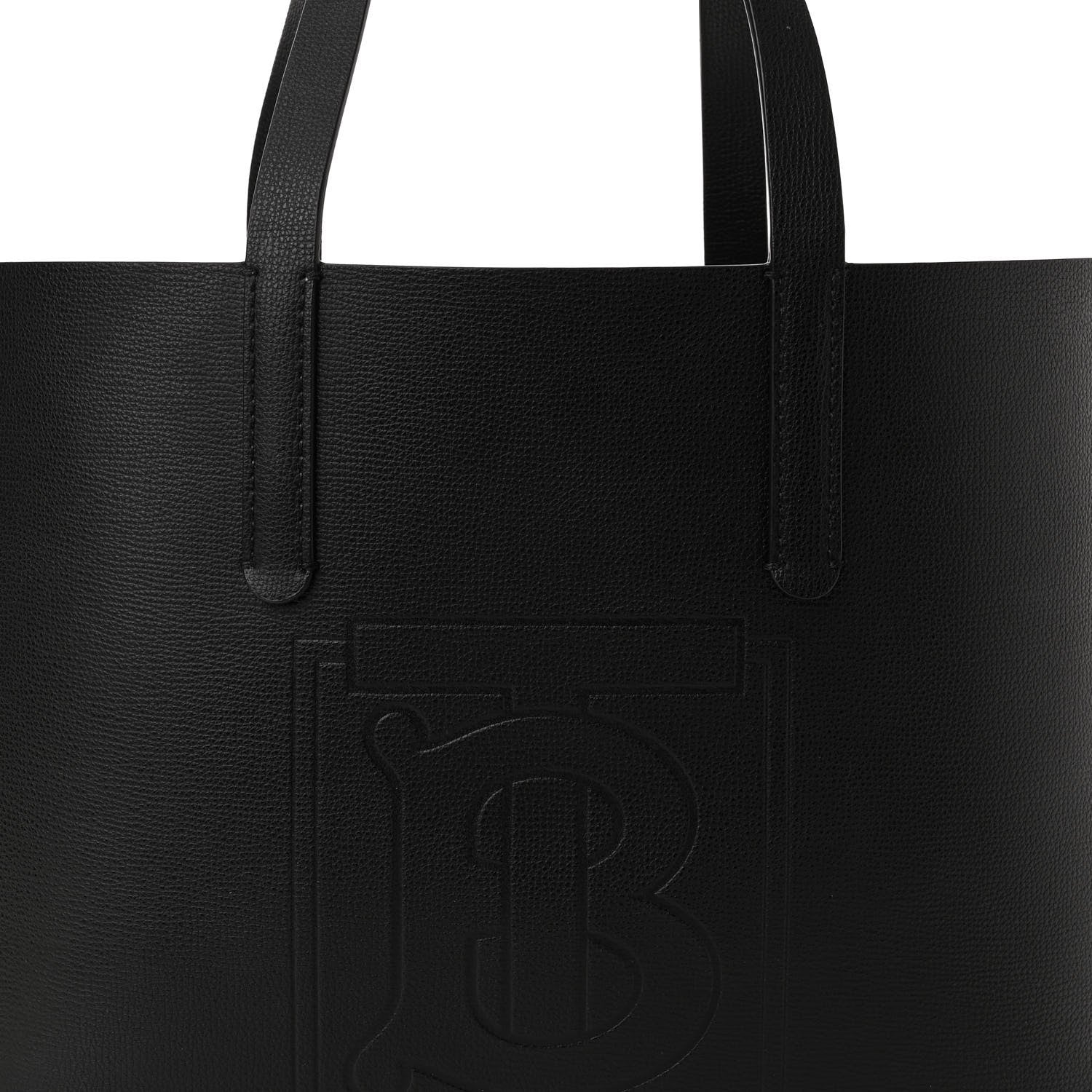 Burberry Calfskin TB Motif Embossed Medium Tote Black 7 of 10