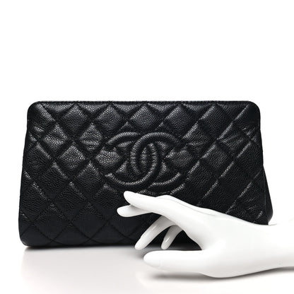 Chanel Caviar Quilted CC Clutch Pochette Black 2 of 10