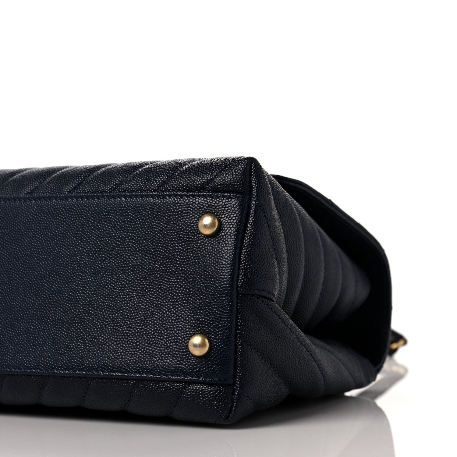 Chanel Caviar Chevron Quilted Small Coco Handle Flap Navy 8 of 8