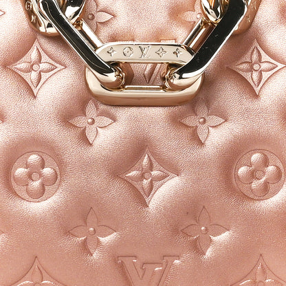 Louis Vuitton Metallic Lambskin Embossed Monogram Coussin BB Pink Gold 7 of 9