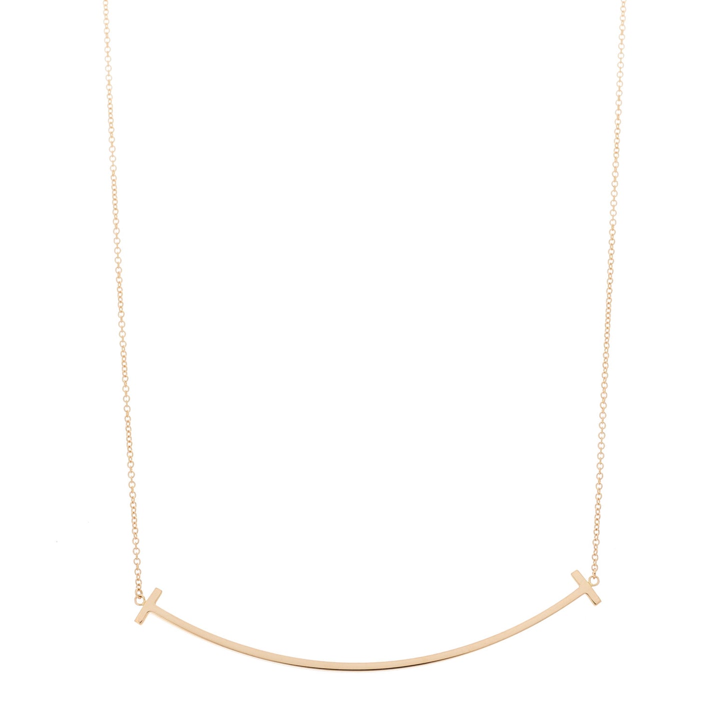 18K Rose Gold Large T Smile Pendant Necklace