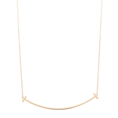 Tiffany 18K Rose Gold Large T Smile Pendant Necklace 1 of 6