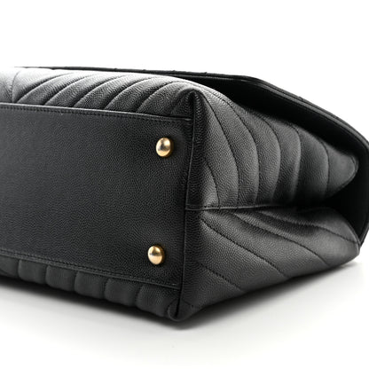 Chanel Caviar Chevron Quilted Small Coco Handle Flap Black 10 of 10