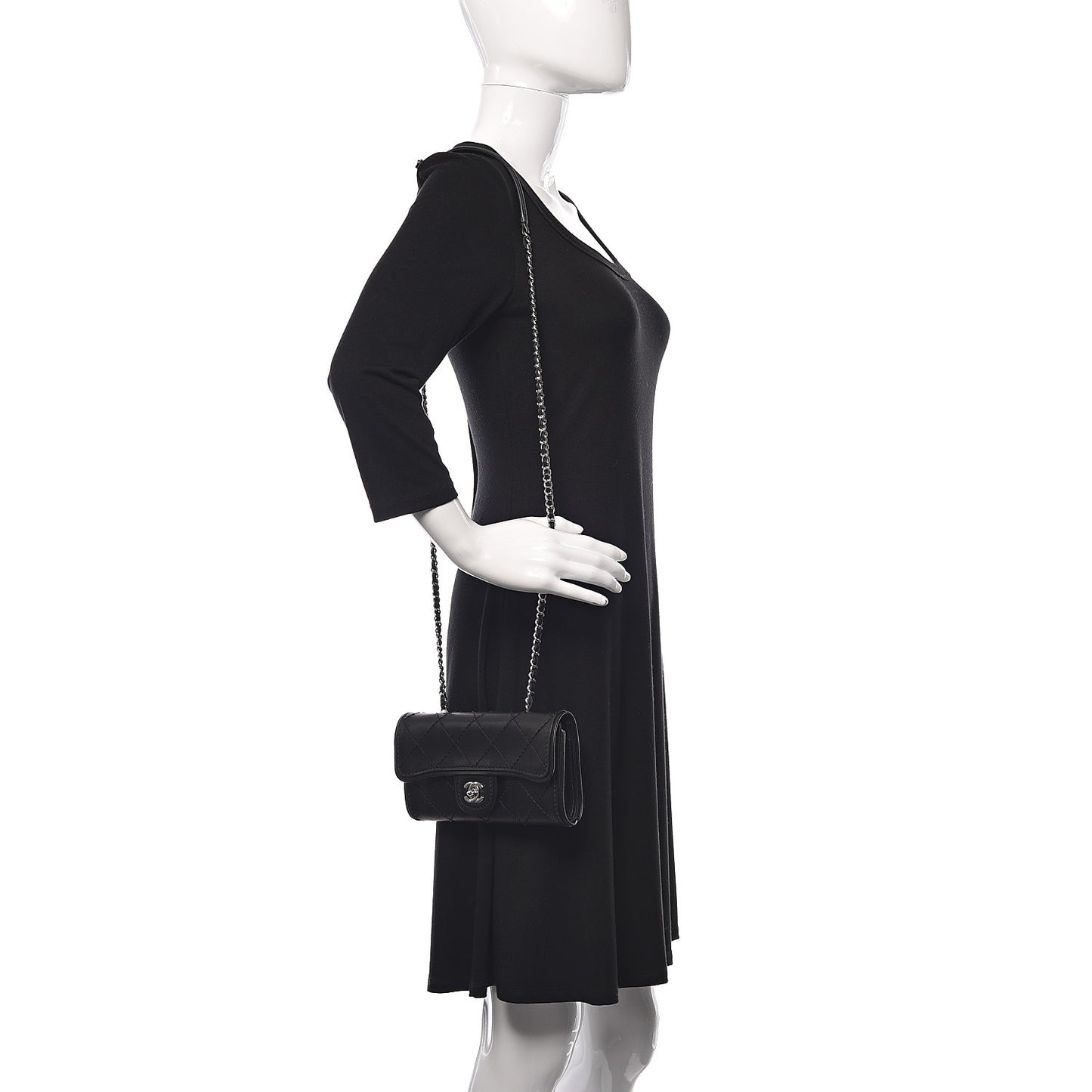 Calfskin Stitched Clutch Flap Black
