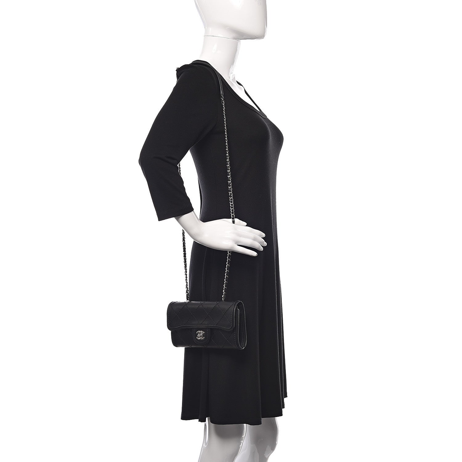 Chanel Calfskin Stitched Clutch Flap Black 2 of 11