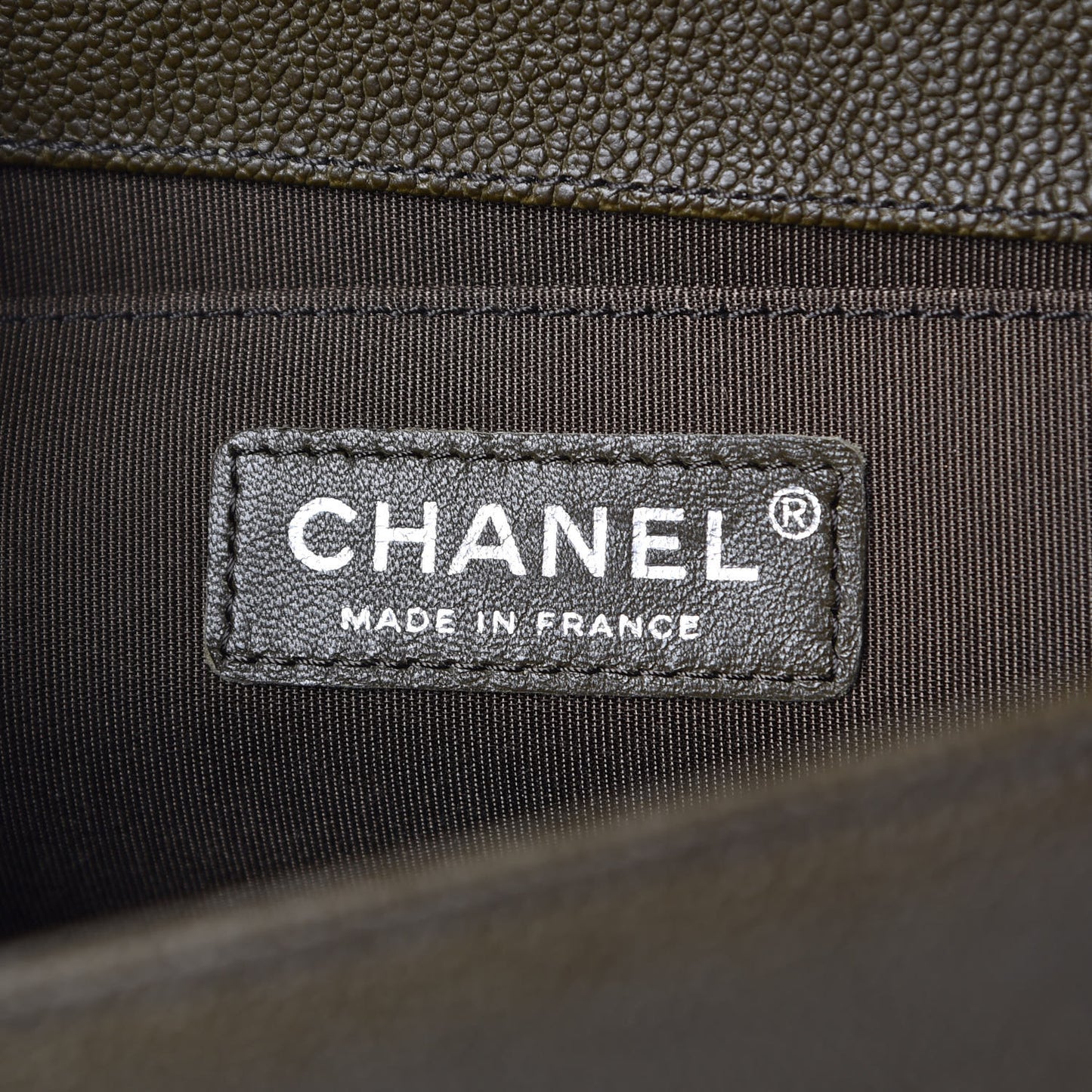 Caviar Quilted Medium Boy Flap Khaki