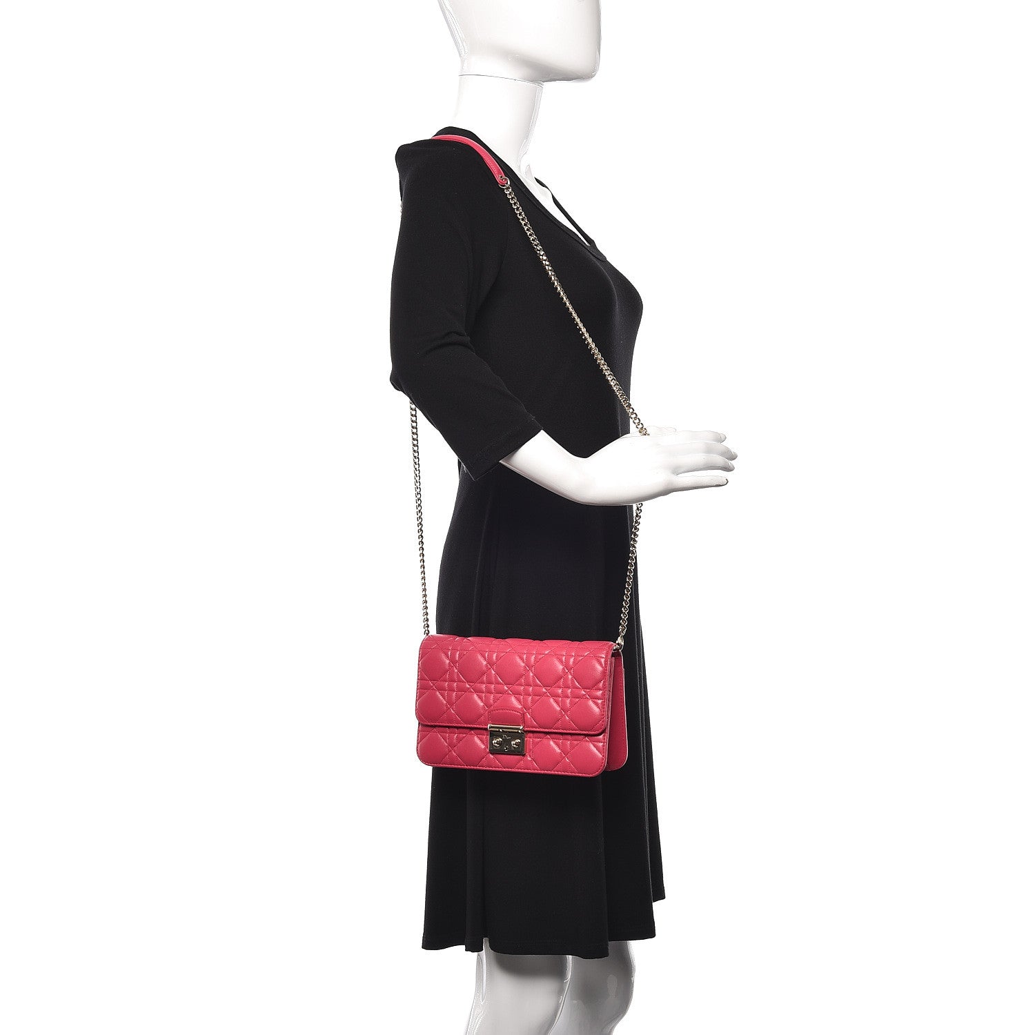 Christian Dior Lambskin Cannage Miss Dior Promenade Pouch Fuchsia 2 of 10