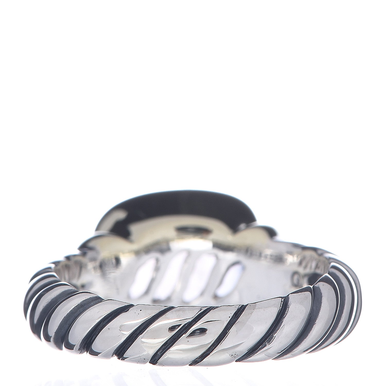 David Yurman Sterling Silver 14K Yellow Gold Chalcedony 10mm Noblesse Ring 53 6.5 4 of 6