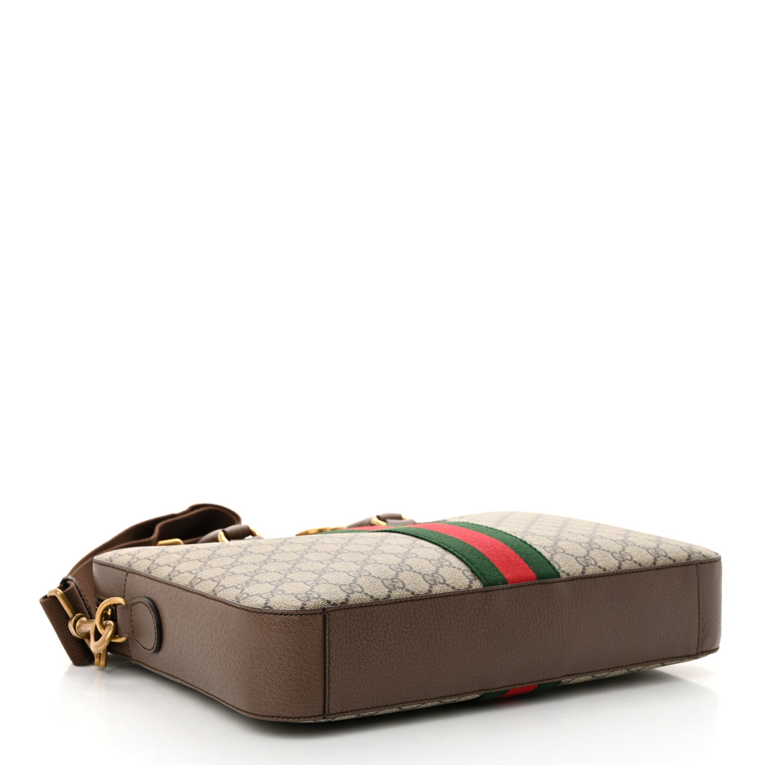 Gucci GG Supreme Monogram Textured Calfskin Web Medium Ophidia Briefcase Beige Ebony New Acero 4 of 10