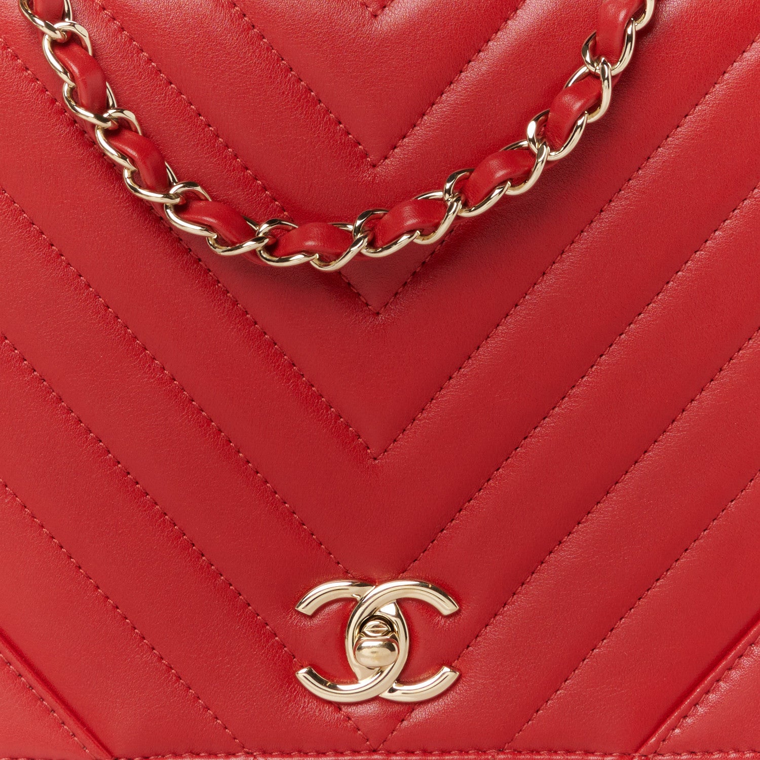 Chanel Calfskin Chevron Quilted Large Statement Flap Red 9 of 11