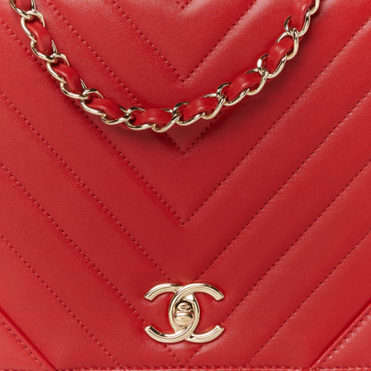 Chanel Calfskin Chevron Quilted Large Statement Flap Red 9 of 11
