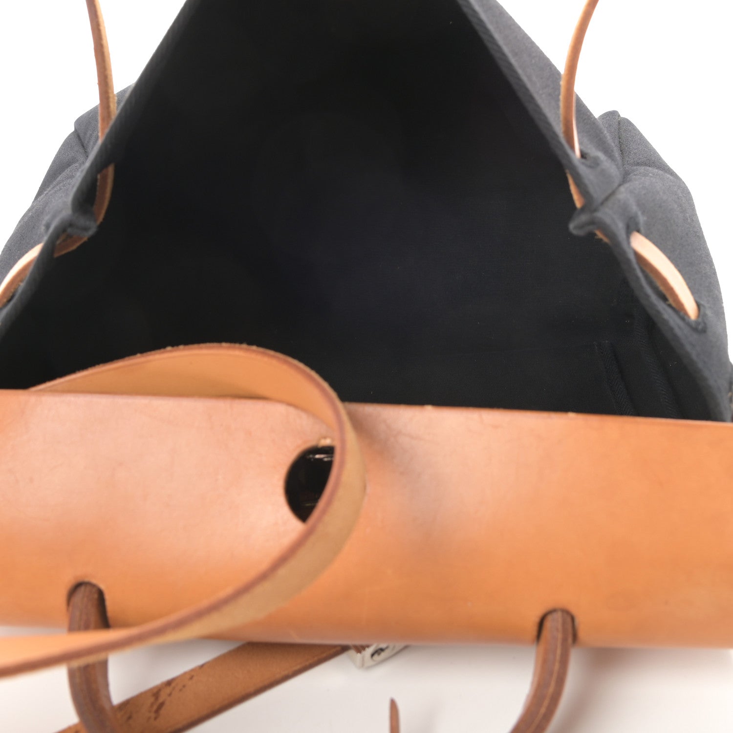 Hermes Toile Vache Calfskin Herbag PM 30 Black Natural 6 of 21