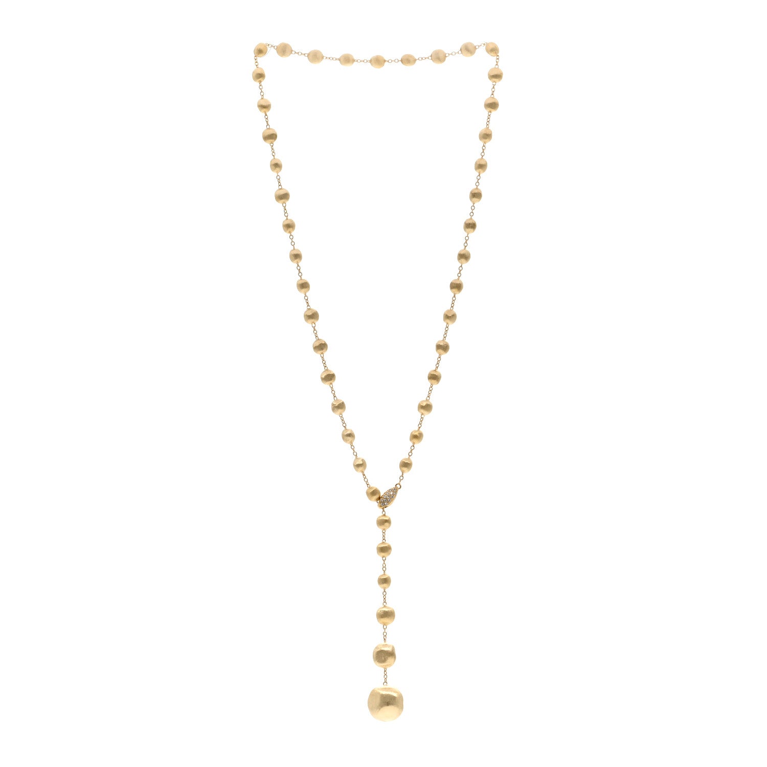 Marco Bicego 18K Yellow Gold Diamond Africa Small Bead Y Necklace 3 of 4