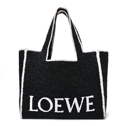 Loewe Raffia Large Paula's Ibiza Logo Tote Black White 1 of 9