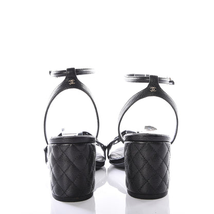 Chanel Grained Calfskin Quilted Sandals 35.5 Black 7 of 10