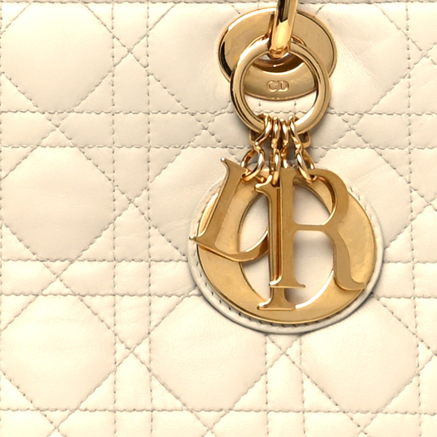 Christian Dior Lambskin Cannage Medium Lady Dior Light Beige 8 of 13