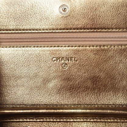 Chanel Metallic Calfskin Quilted Boy Wallet On Chain WOC Gold 6 of 11