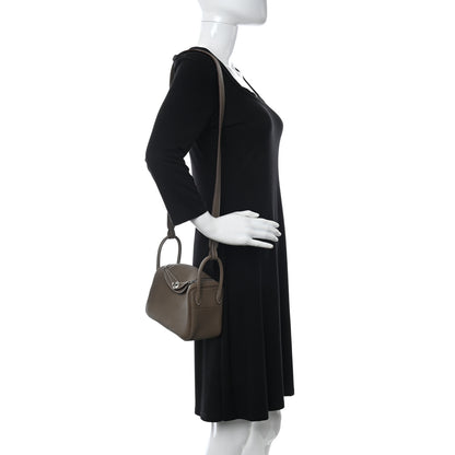 Hermes Taurillon Clemence Mini Lindy 20 Etoupe 3 of 11
