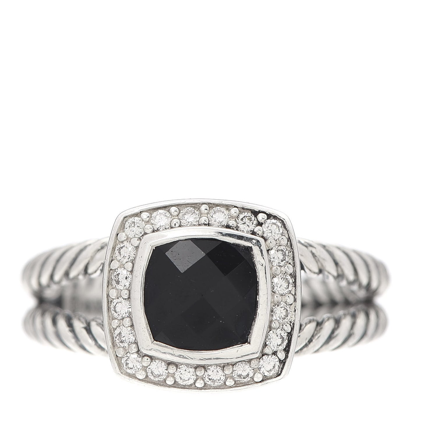 Sterling Silver Diamond Black Onyx 7mm Petite Albion Ring 55 7.25